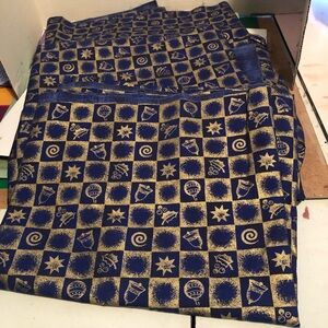Blue and Gold Patterned Christmas Fabric 3 pieces for those Christmas new